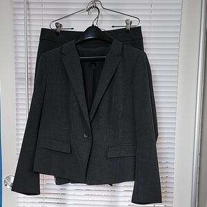 Grey Blazer and Skirt and Pants Suit Set